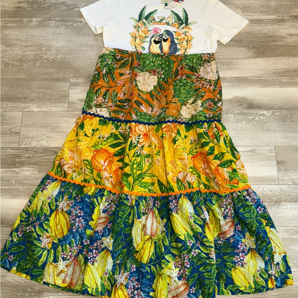 FARM RIO Colorful Midi T Shirt Dress - Picture 4 of 10